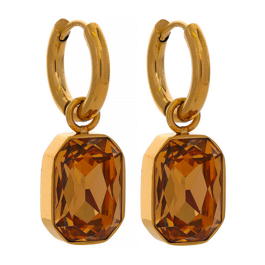 Caramel Gold Hoop Jewel Earrings